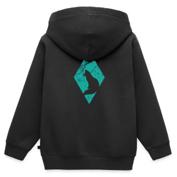 Fuchs unter einem Baum Wildnis Tier - Kinder Premium Organic Zip Hoodie - Schwarz - Hinten - AI Model Kid Male (0cm)