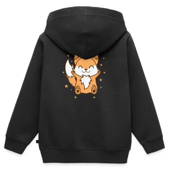 Fuchs freut sich Tierpark Tier Natur Umwelt - Kinder Premium Organic Zip Hoodie - Schwarz - Hinten - AI Model Kid Male (0cm)