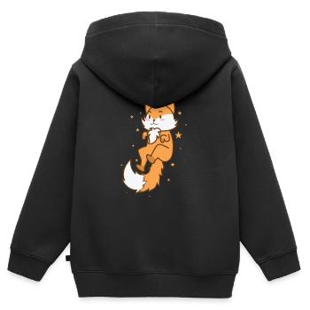 Fuchs im Weltall Zoo Tier Natur Umwelt - Kinder Premium Organic Zip Hoodie - Schwarz - Hinten - AI Model Kid Male (0cm)