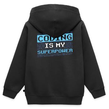 Coding Ist Meine Superkraft Coder Programmierer - Kinder Premium Organic Zip Hoodie - Schwarz - Hinten - AI Model Kid Male (0cm)