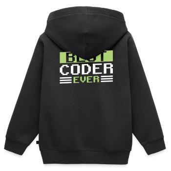 Meilleur programmeur de code de code jamais Coder - Sweat Premium à capuche zippé enfant bio - noir - Dos - AI Model Kid Male (0cm)