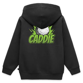 Caddie Golf Golfeur Profession de golfeur - Sweat Premium à capuche zippé enfant bio - noir - Dos - AI Model Kid Male (0cm)