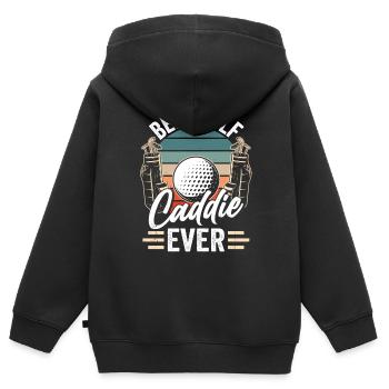 Meilleur Golf Caddy Ever Golf Golf - Sweat Premium à capuche zippé enfant bio - noir - Dos - AI Model Kid Male (0cm)