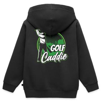 Golf Caddy Profession Golfeur Golf - Sweat Premium à capuche zippé enfant bio - noir - Dos - AI Model Kid Male (0cm)