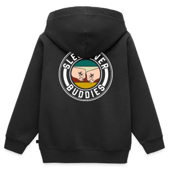 Invités pour la nuit Douce nuitée - Sweat Premium à capuche zippé enfant bio - noir - Dos - AI Model Kid Male (0cm)