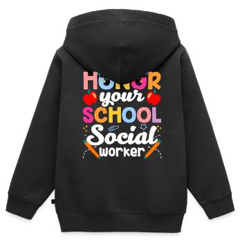 Ehre Deinen Schulsozialarbeiter Schulsozialarbeit - Kinder Premium Organic Zip Hoodie - Schwarz - Hinten - AI Model Kid Male (0cm)