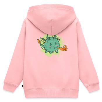 fat kawaii dragon spits fire - Kids Premium Organic Zip-up Hoodie - rose - Back - AI Model Kid Female (0cm)