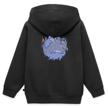 dicker Kawaii Drache Schweif brennt - Kinder Premium Organic Zip Hoodie - Schwarz - Hinten - AI Model Kid Male (0cm)