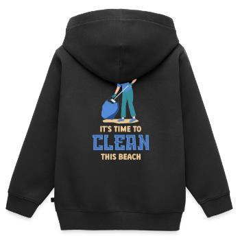 Es Ist Zeit Diesen Strand Zu Säubern Strände - Kinder Premium Organic Zip Hoodie - Schwarz - Hinten - AI Model Kid Male (0cm)