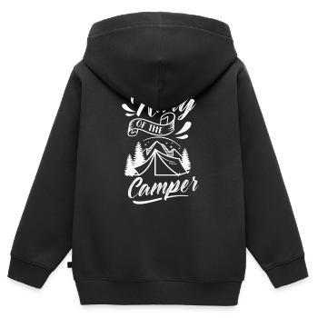 König Der Camper Campingplatz Campen Camp Camping - Kinder Premium Organic Zip Hoodie - Schwarz - Hinten - AI Model Kid Male (0cm)