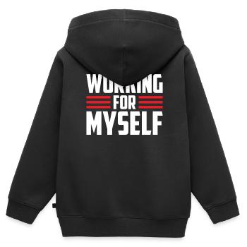 Travailler pour moi-même Fondateur CEO Entrepreneurs - Sweat Premium à capuche zippé enfant bio - noir - Dos - AI Model Kid Male (0cm)