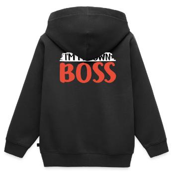 Je suis mon propre patron PDG entrepreneur fondateur - Sweat Premium à capuche zippé enfant bio - noir - Dos - AI Model Kid Male (0cm)