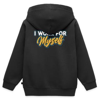 Ich Arbeite Für Mich Selbst Gründer Unternehmer - Kinder Premium Organic Zip Hoodie - Schwarz - Hinten - AI Model Kid Male (0cm)