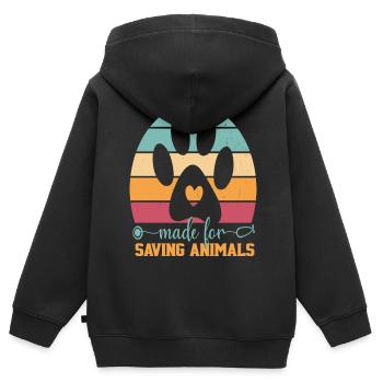 Conçu pour sauver les animaux Vet Tech Femmes et Hommes - Sweat Premium à capuche zippé enfant bio - noir - Dos - AI Model Kid Male (0cm)