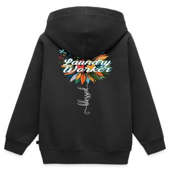 Blessed Laundry Worker - Kinder Premium Organic Zip Hoodie - Schwarz - Hinten - AI Model Kid Male (0cm)