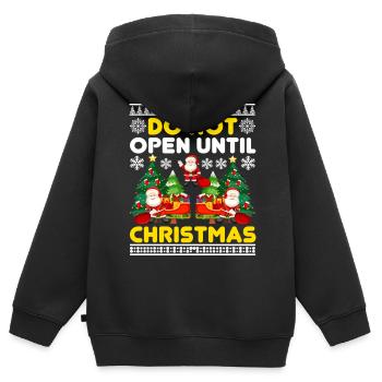 Do Not Open Until Christmas Funny Ugly Xmas Ugly - Kids Premium Organic Zip-up Hoodie - black - Back - AI Model Kid Male (0cm)