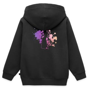 Danseuse du ventre Aquarelle Danseuse du ventre - Sweat Premium à capuche zippé enfant bio - noir - Dos - AI Model Kid Male (0cm)