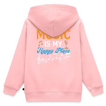 Guitariste - Music Is My Happy Place - Sweat Premium à capuche zippé enfant bio - rose - Dos - AI Model Kid Female (0cm)