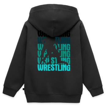 Grappling Martial Arts Wrestling - Kinder Premium Organic Zip Hoodie - Schwarz - Hinten - AI Model Kid Male (0cm)