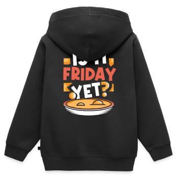 Est-ce déjà vendredi? Week-end enfin vendredi - Sweat Premium à capuche zippé enfant bio - noir - Dos - AI Model Kid Male (0cm)