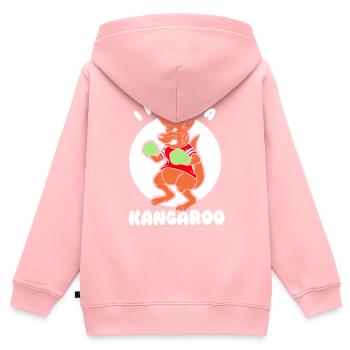 Je me suis battu avec un animal kangourou kangourou - Sweat Premium à capuche zippé enfant bio - rose - Dos - AI Model Kid Female (0cm)