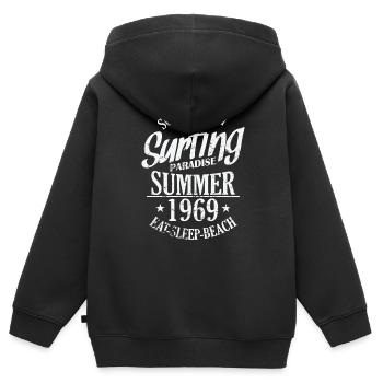 South Beach Surfing Paradise Summer 1969 Surf - Kinder Premium Organic Zip Hoodie - Schwarz - Hinten - AI Model Kid Male (0cm)