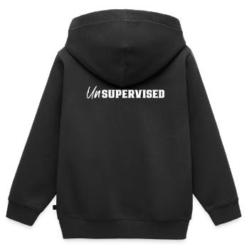 Sans surveillance Sans surveillance Humour non supervisé - Sweat Premium à capuche zippé enfant bio - noir - Dos - AI Model Kid Male (0cm)