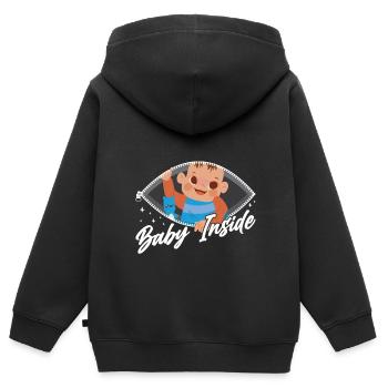 Baby Inside Baby Inside Pregnant Announcement - Kids Premium Organic Zip-up Hoodie - black - Back - AI Model Kid Male (0cm)