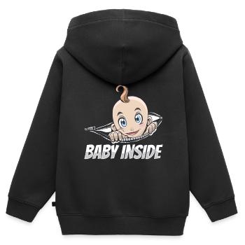 Baby Inside Pregnant Announcement Baby Inside - Kids Premium Organic Zip-up Hoodie - black - Back - AI Model Kid Male (0cm)
