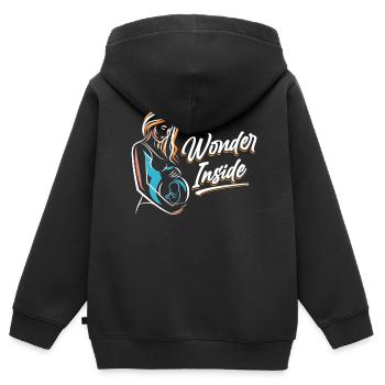 Miracle Inside Cute Baby Inside Pregnant - Kids Premium Organic Zip-up Hoodie - black - Back - AI Model Kid Male (0cm)