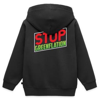 Greenflation Stoppen Grün Energie Inflation - Kinder Premium Organic Zip Hoodie - Schwarz - Hinten - AI Model Kid Male (0cm)