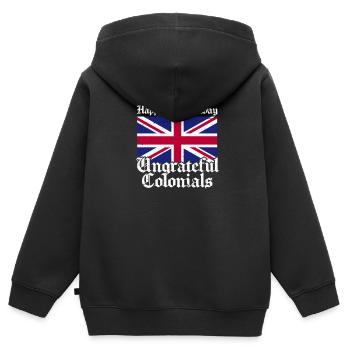 United Kingdom - Kids Premium Organic Zip-up Hoodie - black - Back - AI Model Kid Male (0cm)