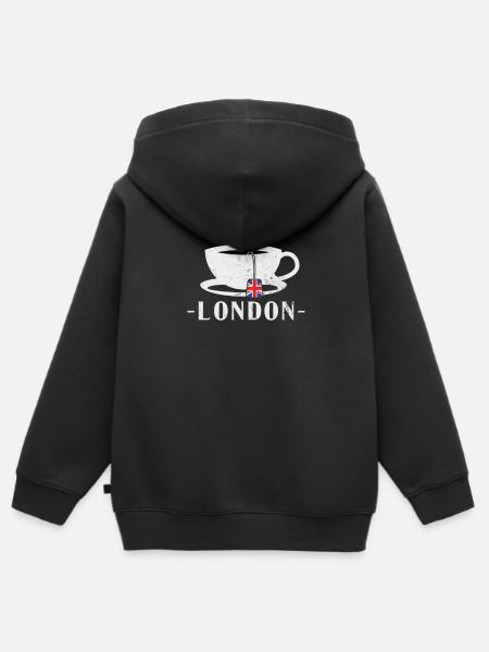 London - Kids Premium Organic Zip-up Hoodie - black
