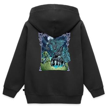 Fenrir à Asgard - Fenris Wolf - Sweat Premium à capuche zippé enfant bio - noir - Dos - AI Model Kid Male (0cm)