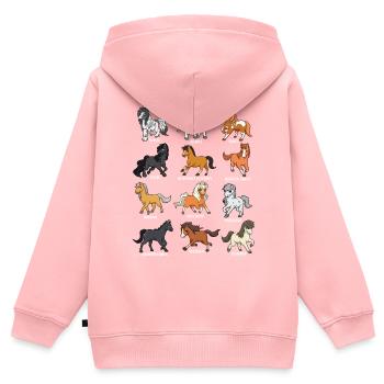 Viele Pferderassen - Cartoon Kawaii Pferde - Kinder Premium Organic Zip Hoodie - Rosa - Hinten - AI Model Kid Female (0cm)