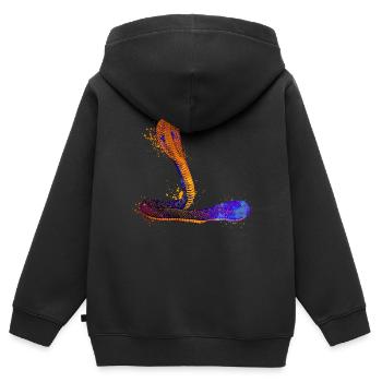 Farbenfrohe Kobra - Kinder Premium Organic Zip Hoodie - Schwarz - Hinten - AI Model Kid Male (0cm)