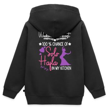 Solo-Hafla in meiner Küche - Bauchtänzerin - Kinder Premium Organic Zip Hoodie - Schwarz - Hinten - AI Model Kid Male (0cm)