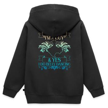Suis un gars & Oui, je danse danse du ventre danseuse du ventre - Sweat Premium à capuche zippé enfant bio - noir - Dos - AI Model Kid Male (0cm)