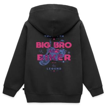 Big Bro et Biker L’homme Le mythe La légende - Sweat Premium à capuche zippé enfant bio - noir - Dos - AI Model Kid Male (0cm)
