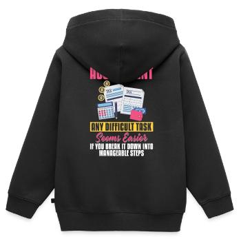 Buchhalter - Jede schwierige Aufgabe - Kinder Premium Organic Zip Hoodie - Schwarz - Hinten - AI Model Kid Male (0cm)