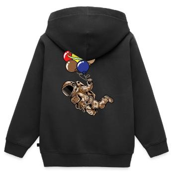 Spaceman Moon Planets Astronaute Space Balloons - Sweat Premium à capuche zippé enfant bio - noir - Dos - AI Model Kid Male (0cm)