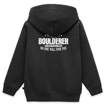 Never Mess with a Boulderer Hobby Klettern - Kinder Premium Organic Zip Hoodie - Schwarz - Hinten - AI Model Kid Male (0cm)