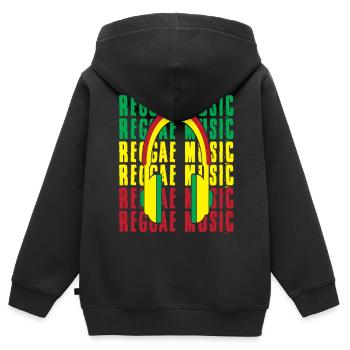Reggae Music Rastafari Jamaïque - Sweat Premium à capuche zippé enfant bio - noir - Dos - AI Model Kid Male (0cm)