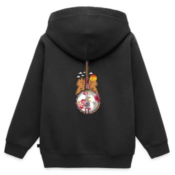 Chemises Banjo Pour Hommes Bluegrass Appalachia Folk - Sweat Premium à capuche zippé enfant bio - noir - Dos - AI Model Kid Male (0cm)