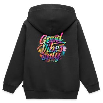 Hippie Peace Groovy Flowerpower Boho Woodstock - Kinder Premium Organic Zip Hoodie - Schwarz - Hinten - AI Model Kid Male (0cm)