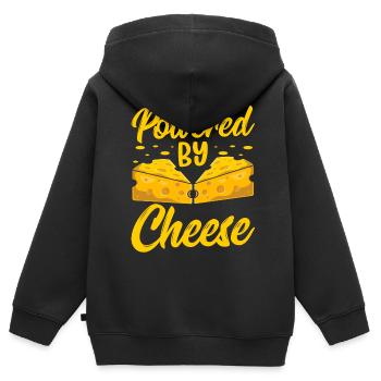 Angetrieben Von Käse Liebe Süß Liebhaber Sprüche - Kinder Premium Organic Zip Hoodie - Schwarz - Hinten - AI Model Kid Male (0cm)