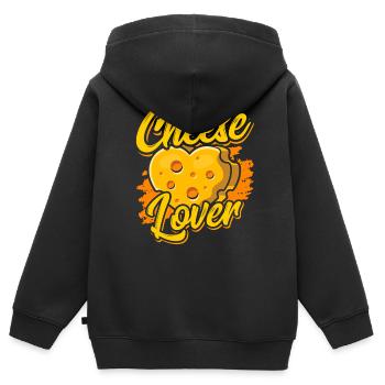 Käseliebhaber Käse Liebhaber Liebe Süß Sprüche - Kinder Premium Organic Zip Hoodie - Schwarz - Hinten - AI Model Kid Male (0cm)