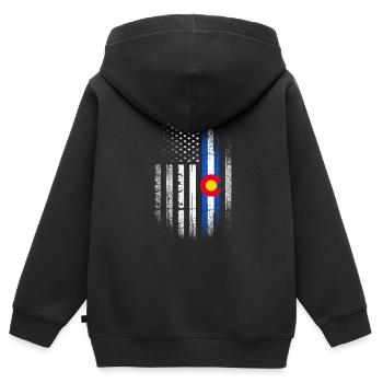 Colorado - Kinder Premium Organic Zip Hoodie - Schwarz - Hinten - AI Model Kid Male (0cm)