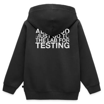 All foods must be tested for testing - Kids Premium Organic Zip-up Hoodie - black - Back - AI Model Kid Male (0cm)