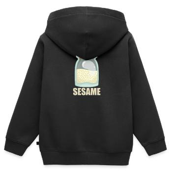 Sesame Gewürz Geschmack Essen Kochen - Kinder Premium Organic Zip Hoodie - Schwarz - Hinten - AI Model Kid Male (0cm)